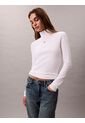 Camiseta Blanca Manga Larga Con Cuello Tortuga Calvin Klein de Calvin Klein
