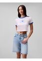 Camiseta Azul Ringer Cropped Con Logo Calvin Klein de Calvin Klein