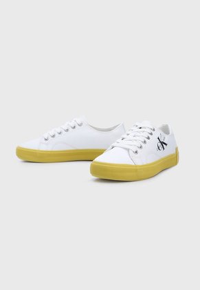 Tenis Lifestyle Blanco-Mostaza-Negro Calvin Klein Ess Vulcaniced Laceup