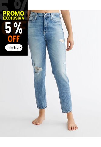Jean Azul Mom Desgastados Para Mujer Calvin Klein Calvin Klein