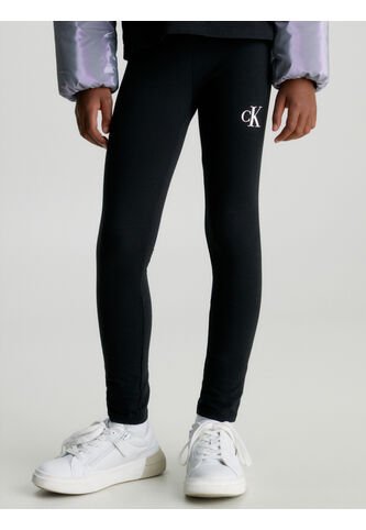 Leggings Negro De Algodón Con Monograma Calvin Klein Calvin Klein