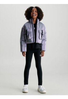 Leggings Negro De Algodón Con Monograma Calvin Klein