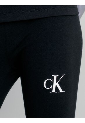 Leggings Negro De Algodón Con Monograma Calvin Klein