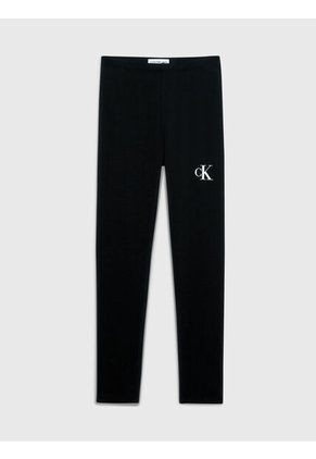 Leggings Negro De Algodón Con Monograma Calvin Klein