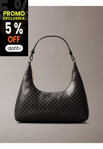Bolso Negro De Hombro Con Logo Monograma En Todo El Artículo Calvin Klein Calvin Klein