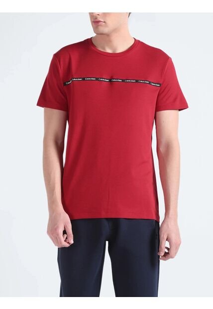 Camiseta Roja Manga Corta Con Logo Tape Calvin Klein