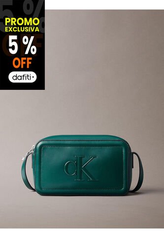 Bolso Azul Cruzado Con Logo Monograma Grabado Calvin Klein Calvin Klein