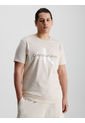 Camiseta Slim Con Monograma Hombre Beige Calvin Klein de Calvin Klein