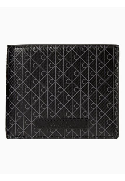 Billetera Negra Plegada Con Logo Monograma Con Monedero Calvin Klein