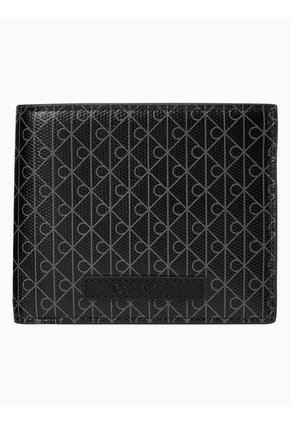 Billetera Negra Plegada Con Logo Monograma Con Monedero Calvin Klein