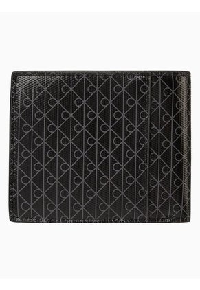 Billetera Negra Plegada Con Logo Monograma Con Monedero Calvin Klein