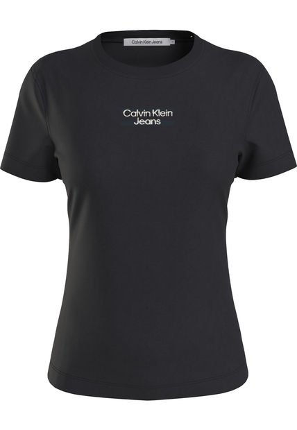 Camiseta Con Logo Negro Mujer Negro Calvin Klein