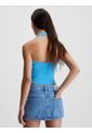 Top Cogido Al Cuello De Punto De Algodón Mujer Azul Calvin Klein de Calvin Klein