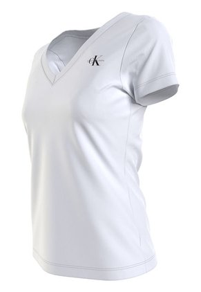 Camiseta Slim Con Cuello V Blanco Mujer Blanco Calvin Klein