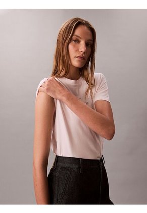 Camiseta Rosa Clásica Con Monograma Metalizado Calvin Klein