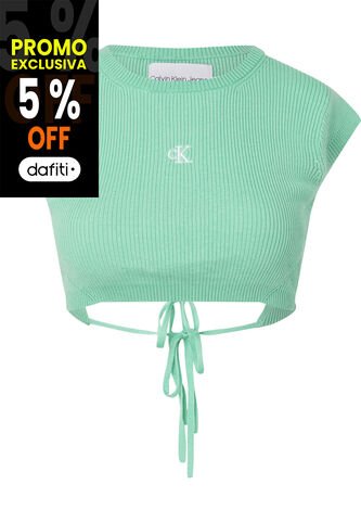 Crop Top Verde De Punto Cropped Con Espalda Abierta Calvin Klein Calvin Klein