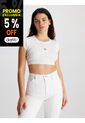 Crop Top Blanco De Punto Cropped Con Espalda Abierta Calvin Klein de Calvin Klein