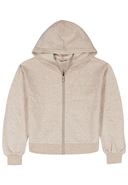 Buzo Gris Con Capota Y Logo En Relieve Calvin Klein