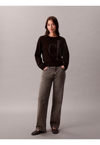 Saco Negro Tejido De Tejido Suave Con Logo Estampado Calvin Klein Calvin Klein