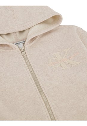 Buzo Gris Con Capota Y Logo En Relieve Calvin Klein