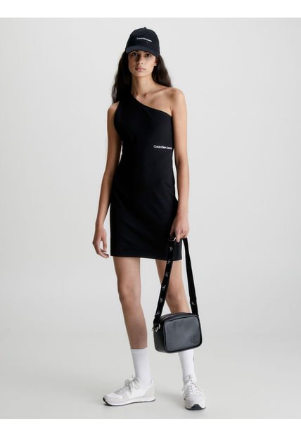 Vestido Negro De Punto Milano Con Hombro Descubierto Calvin Klein