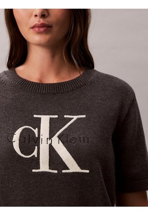 Saco Gris Tejido De Punto Cableado Calvin Klein