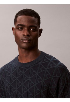 Saco Negro Tejido De Algodón Con Cuello Redondo Calvin Klein