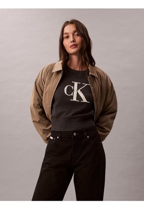 Saco Gris Tejido De Punto Cableado Calvin Klein