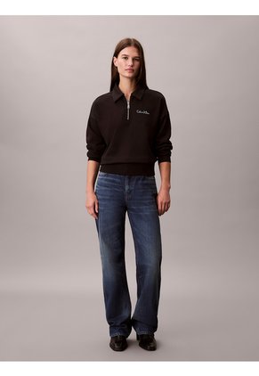 Saco Negro De Tejido French Terry Con Cremallera Calvin Klein