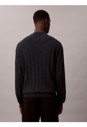 Saco Negro Tejido De Algodón Con Cuello Redondo Calvin Klein