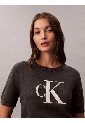 Saco Gris Tejido De Punto Cableado Calvin Klein