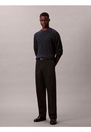 Saco Negro Tejido De Algodón Con Cuello Redondo Calvin Klein