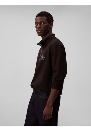 Saco Negro Con Cuello Semi Alto Y Cierre De Cremallera Calvin Klein