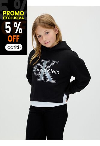 Buzo Negro De Felpa Con Monograma Festivo Calvin Klein Calvin Klein