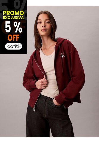 Buzo Rojo Con Capota Y Cierre De Cremallera Calvin Klein Calvin Klein