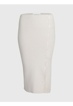 Falda Lápiz De Algodón Orgánico Mujer Beige Calvin Klein