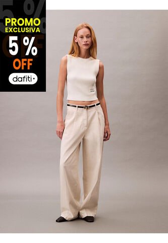 Saco Blanco Tejido Sin Mangas Con Cuello Redondo Calvin Klein Calvin Klein