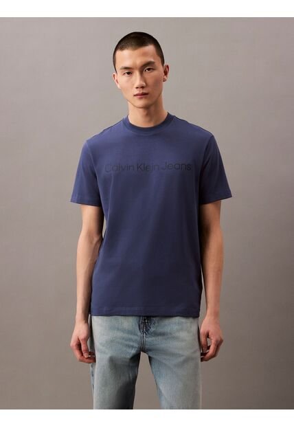Camiseta Azul Regular Con Logotipo Calvin Klein