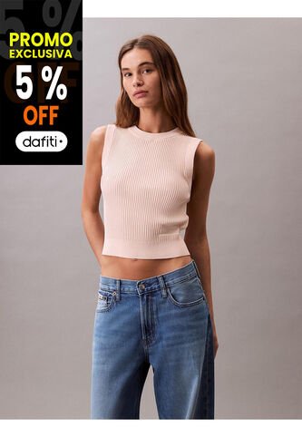 Saco Rosa Tejido Sin Mangas Con Cuello Redondo De Canalé Suave Calvin Klein Calvin Klein