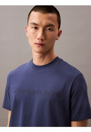 Camiseta Azul Regular Con Logotipo Calvin Klein