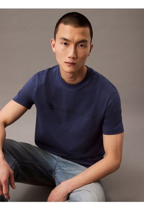 Camiseta Azul Regular Con Logotipo Calvin Klein