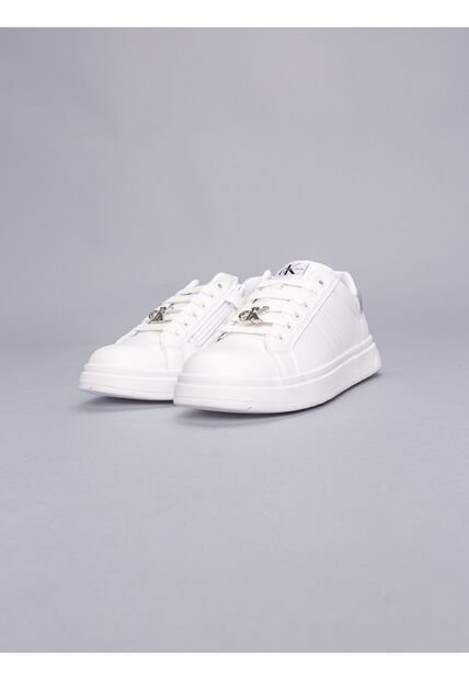 Tenis Blancos Insignia Plateada En  Cordones Niña Calvin Klein
