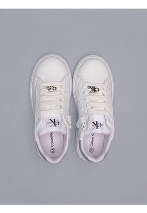 Tenis Blancos Insignia Plateada En Cordones Niña Calvin Klein