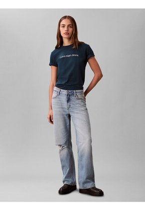 Camiseta Azul Clásica Con Logo Estampado Calvin Klein