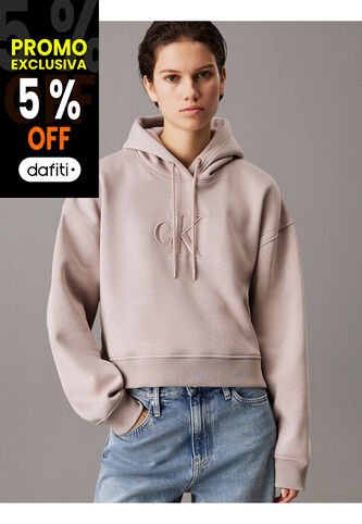 Buzo Beige Holgado Con Capota Y Monograma Calvin Klein Calvin Klein
