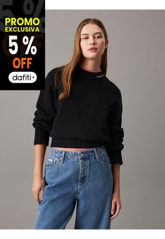 Saco Negro Tejido De Algodón Y Lana Con Logo En El Cuello Calvin Klein Calvin Klein