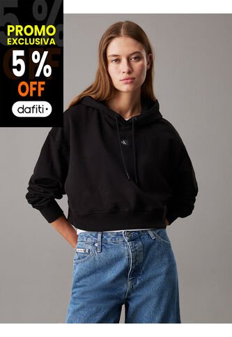 Buzo Negro Boxy Con Capota De Felpa De Algodón Calvin Klein Calvin Klein