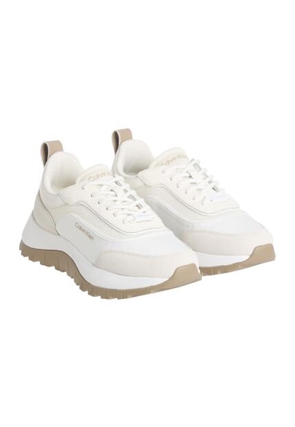 Tenis Blanco Runner En Tejido De Malla Con Suela Gruesa Calvin Klein