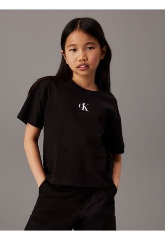 Camiseta Negra De Corte Boxy Con Logo De Monograma Estampado Calvin Klein Calvin Klein