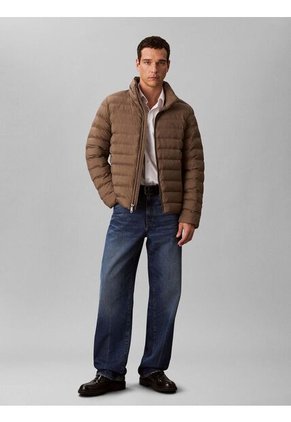 Chaqueta Chocolate Puffer De Peso Medio Con Capota Y Cierre De Cremallera Calvin Klein